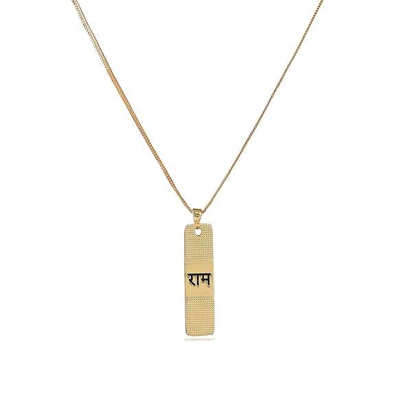 Fashion Jewellery Ram Naam Pendant For Men'S: Gold Plated Stylish And Fashionable Spiritual "Ram Naam Pen : OSAK008-IGPENDANT