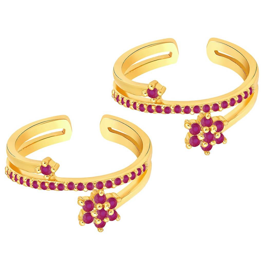 Cubic Zirconia Studded Fancy Toe Ring Adjustable Bichiya Stylish Fashion Jewellery Gift For Women-Pf30Tr34 : PF30TR34RP