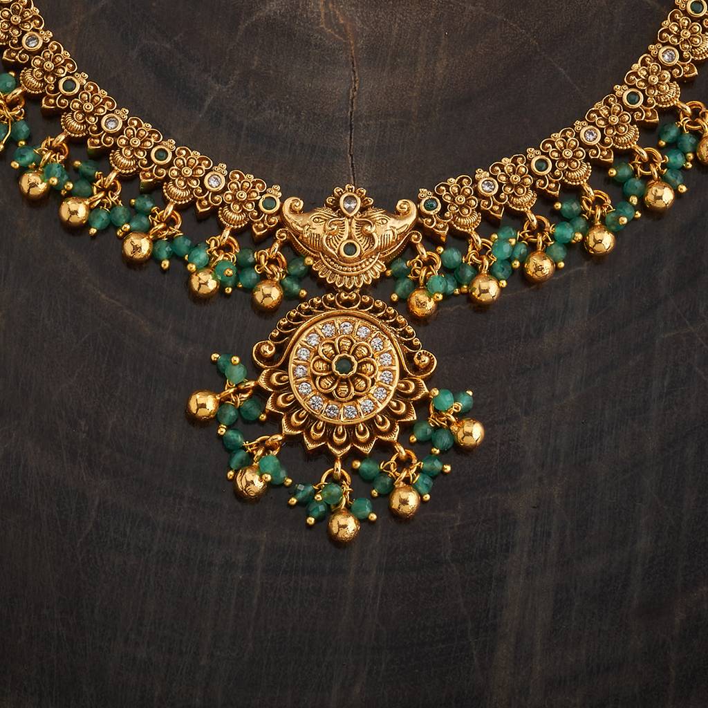 Kushal'S Fashion Jewellery Gold-Plated Artificial Stones & Beads Antique Jewellery Set : 430214