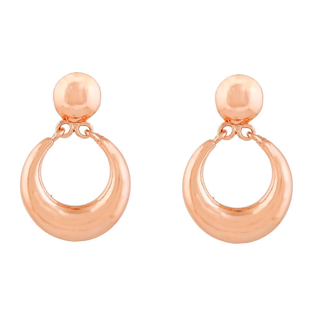 Estele Rosegold Plated Round Small Drop Earrings For Girls And Women : 320701-RGER