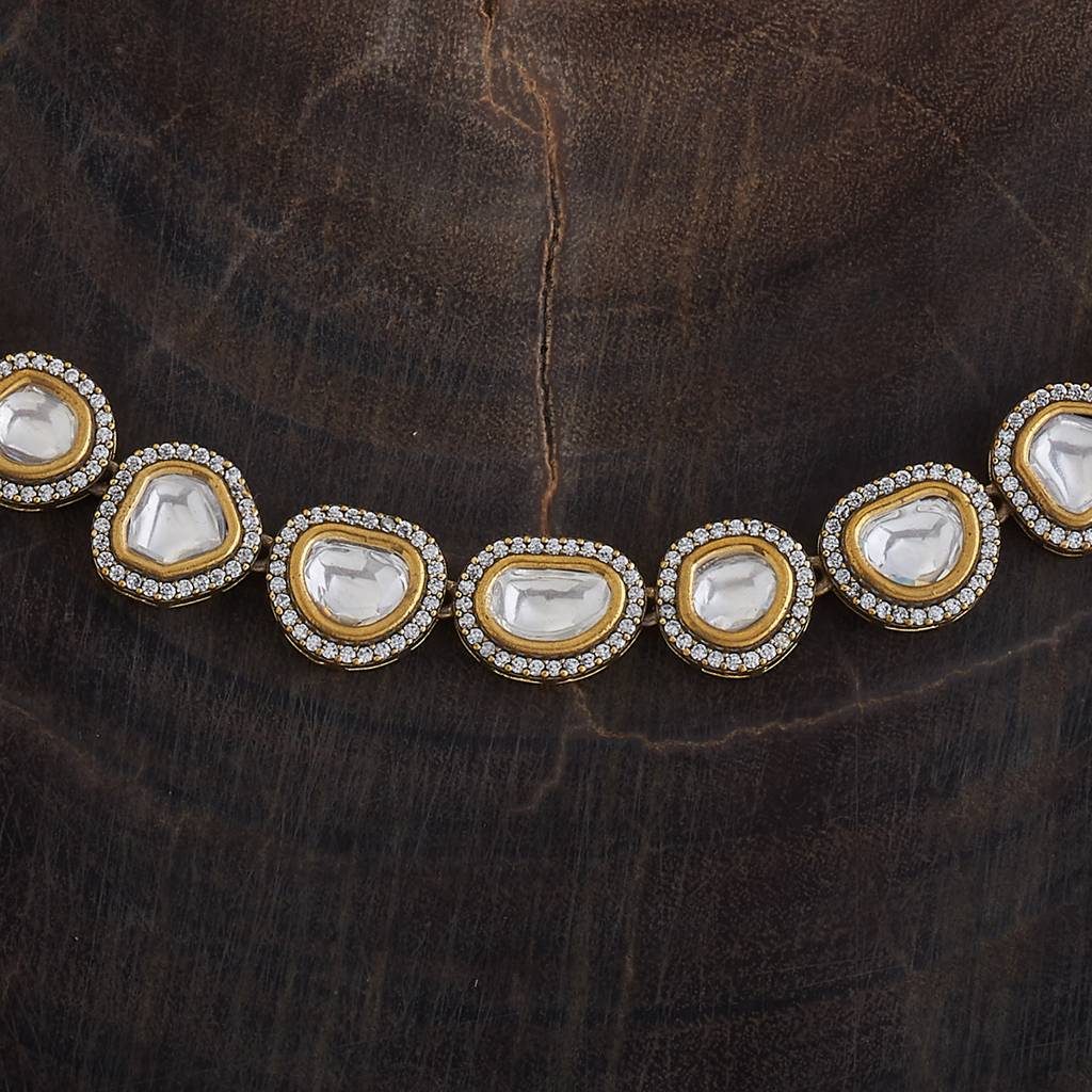 Kushal'S Fashion Jewellery White Victorian-Plated Ethnic Antique Necklace Set-172746 : 425841