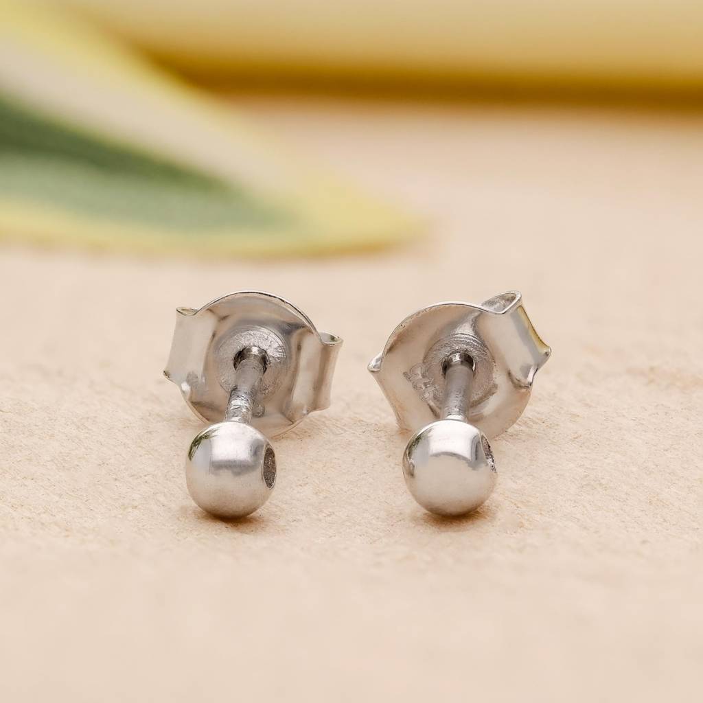 925 Silver Ball Stud Earrings | Simple Classic Everyday Jewelry : SE_000812
