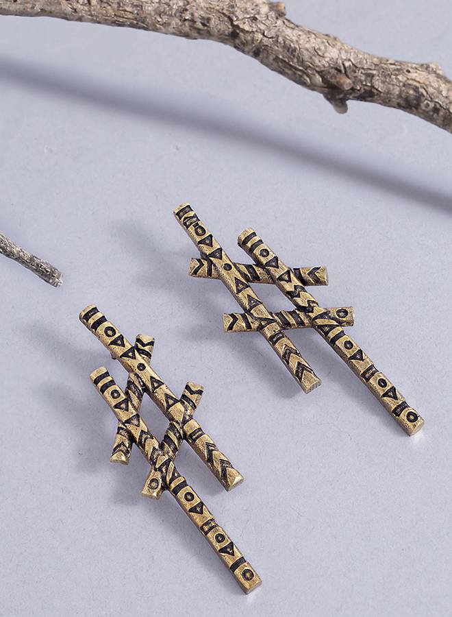 Aztec Bar Hashtag Earrings : 8905124046250