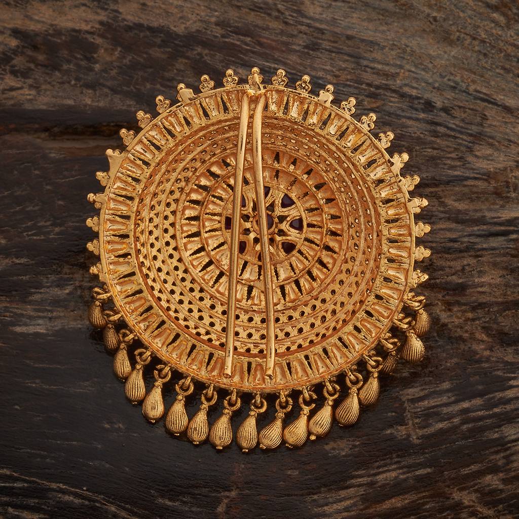 Ruby Gold-Plated Ethnic Antique Hair Brooch  -433664 : 433664