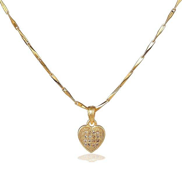 Fashion Jewelry Heart Shape Pendant For Women: Gold Plated Love-Inspired Lightweight Heart Pendant Neckla : OSAK020-IGWEPENDANT