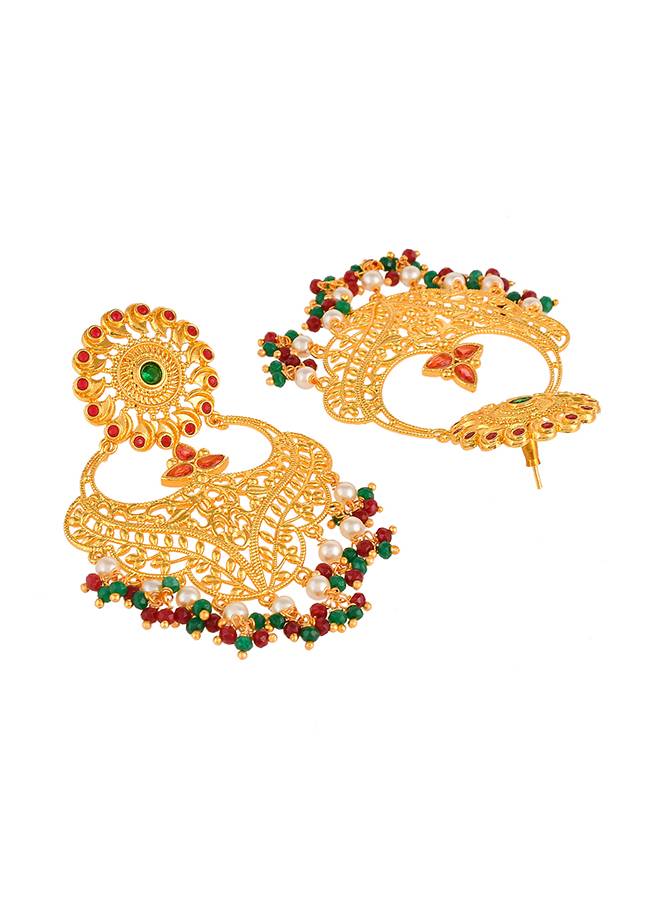 Abharan Heavily Embellished Gold Plated Opulent Jewellery Set : 8905124494501