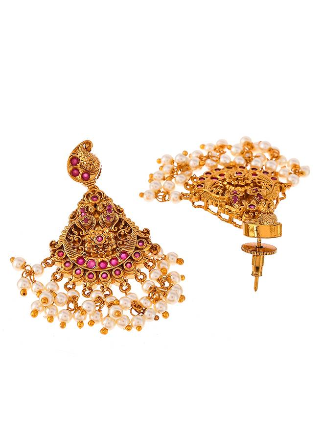 Temple Inspired Pearl Beads Jewellery Set : 8905124479003