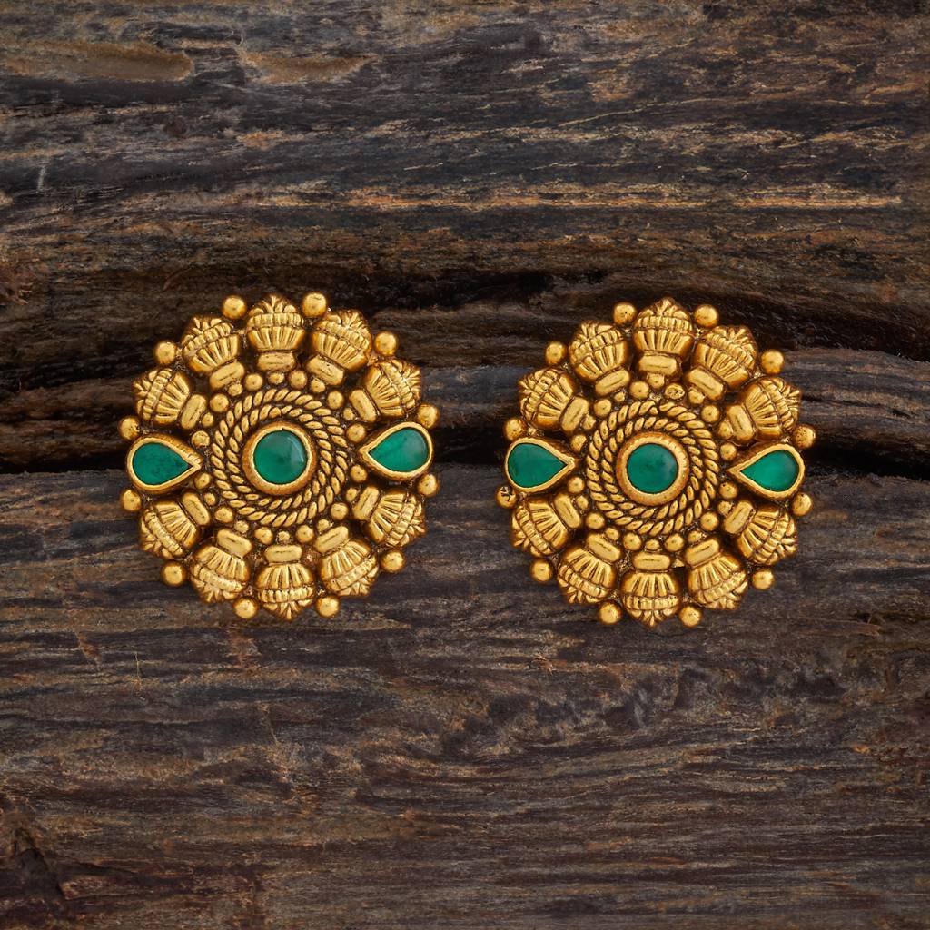 Kushal'S Fashion Jewellery Oxidised Gold-Plated Ethnic 92.5 Pure Silver Temple Studs-177441 : 425377
