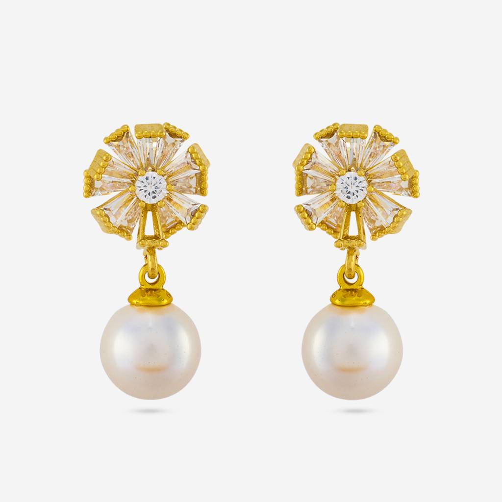 Kushal'S Fashion Jewellery White Gold-Plated Party Trendy Zircon Drop Earrings -455590 : 455590
