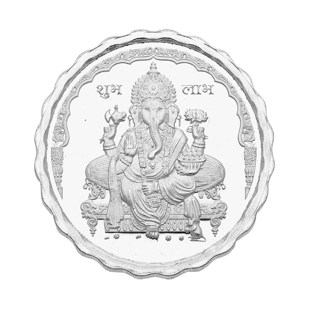 Sri Jagdamba Pearls 10 Grams Ganesh Silver Coin : SJSC003R99