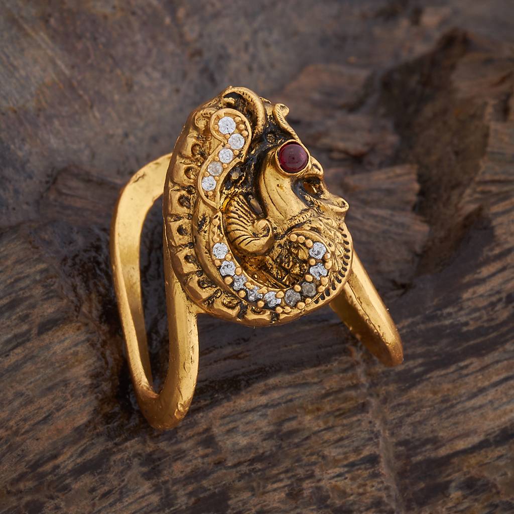 Kushal'S Fashion Jewellery Women Gold-Plated Ruby Stone Studded Finger Ring : 426668
