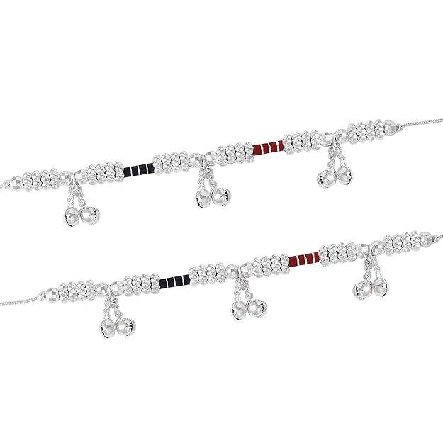 Fashion Jewelry Anklets For Girls & Women: Rhodium Plated Trendy Touch: Fashionable Lightweight Anklets W : OSAK001-IRRDBKANKLET