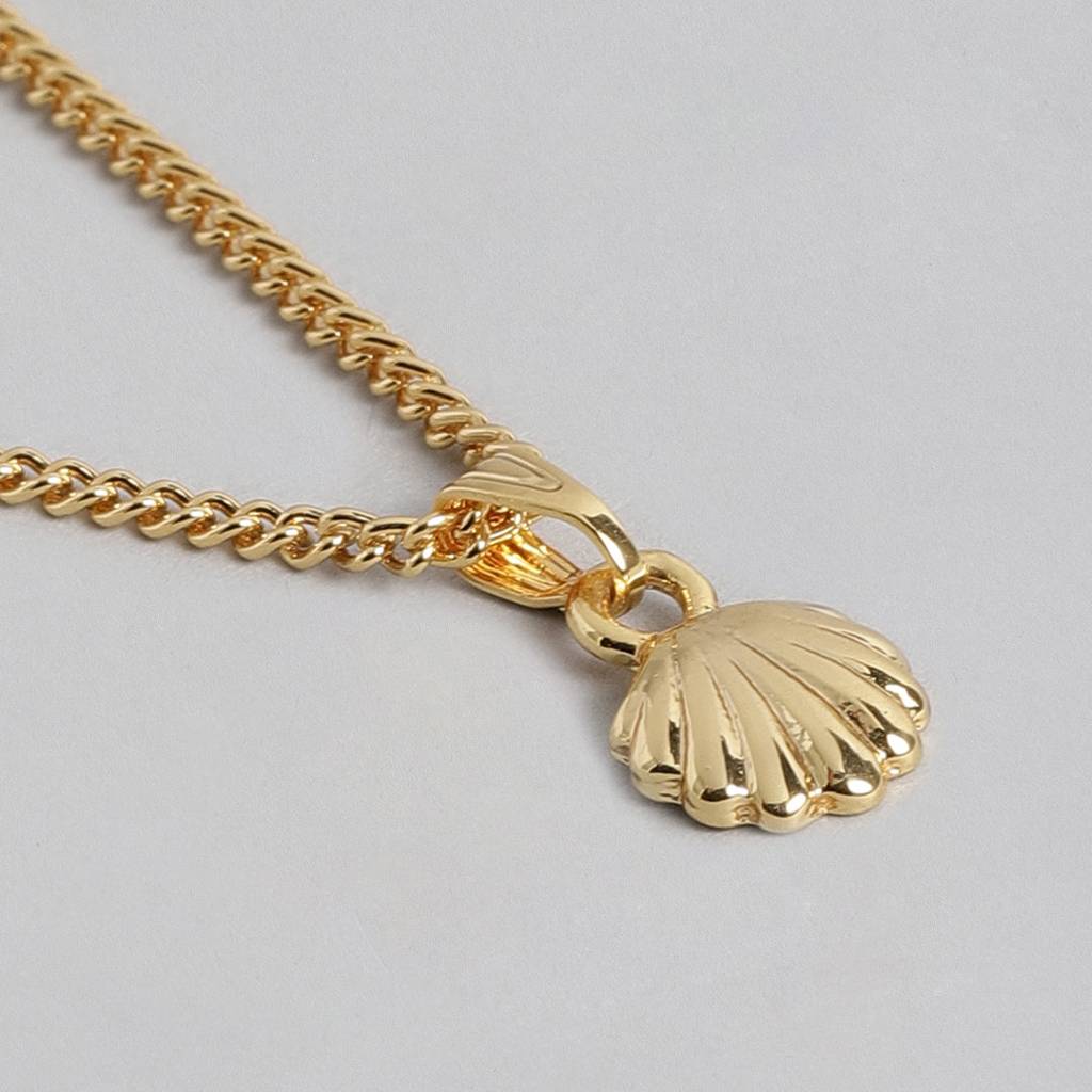Estele Gold Plated Splendid Bay Shell Designer Pendant Set For Women : 9305NKER