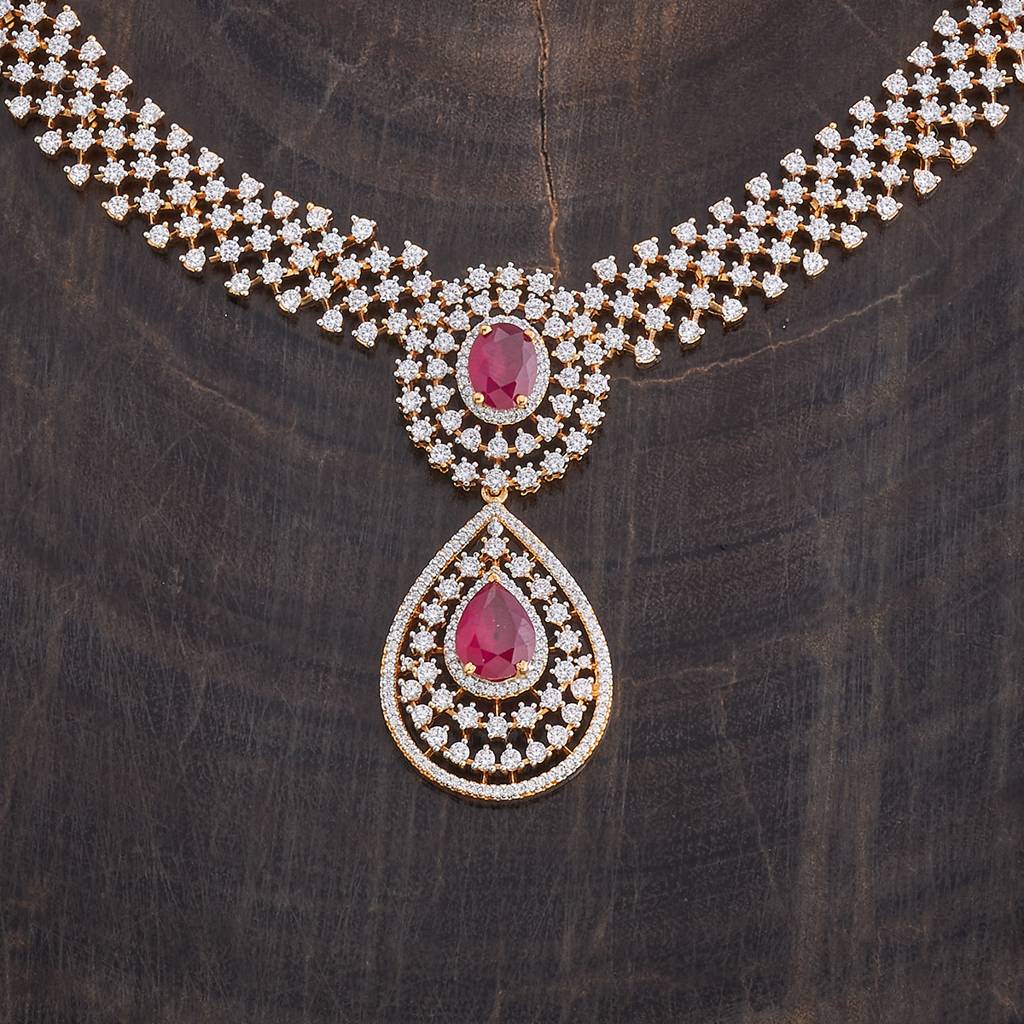Kushal'S Fashion Jewellery Rhodium-Plated Cubic Zirconia Studded Jewellery Set-177999 : 426480