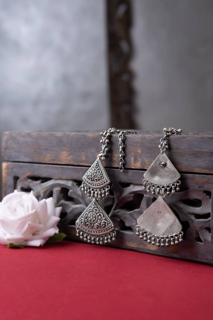 Mizoya Triangle Layered Kaanchain Earring : SE165-1-1
