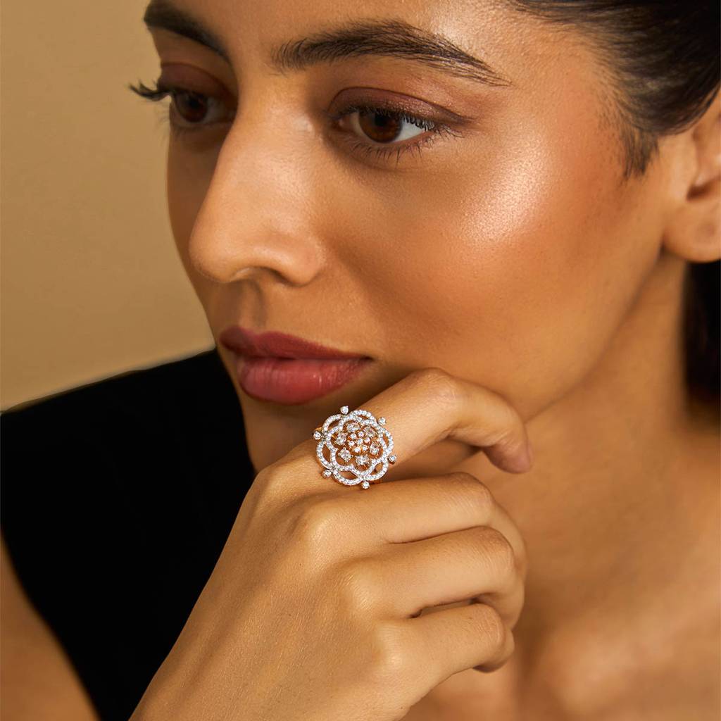 Kushal'S Fashion Jewellery White Gold-Plated Party Zircon Finger Ring - 412503 : 412503