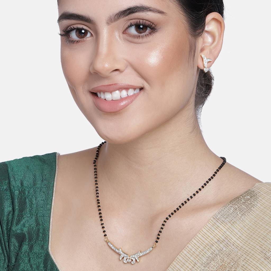 Estele Gold & Rhodium Plated Shimmering Mangalsutra Necklace Set For Women. : EMS13080038NKER