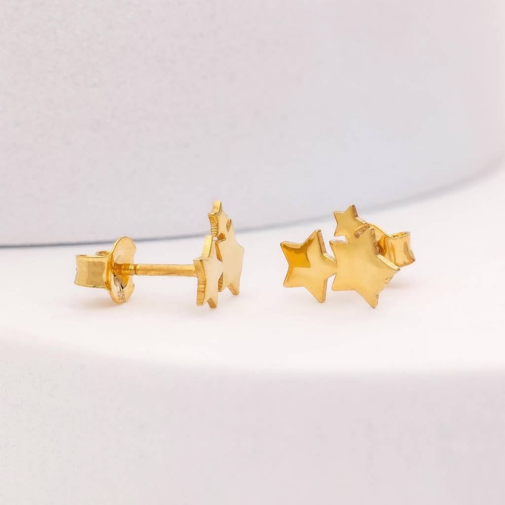 925 Silver Tiny Twin Star Stud Earrings Â Minimalist Celestial Jewelry Gift : SE_000642