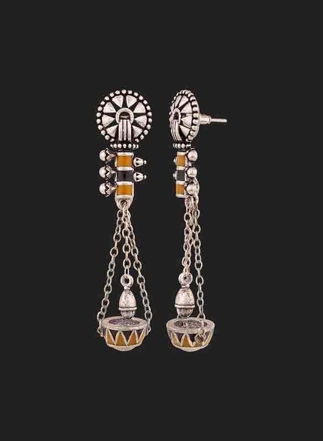 Taal Mridang Long Drop Earrings : 8907617985602