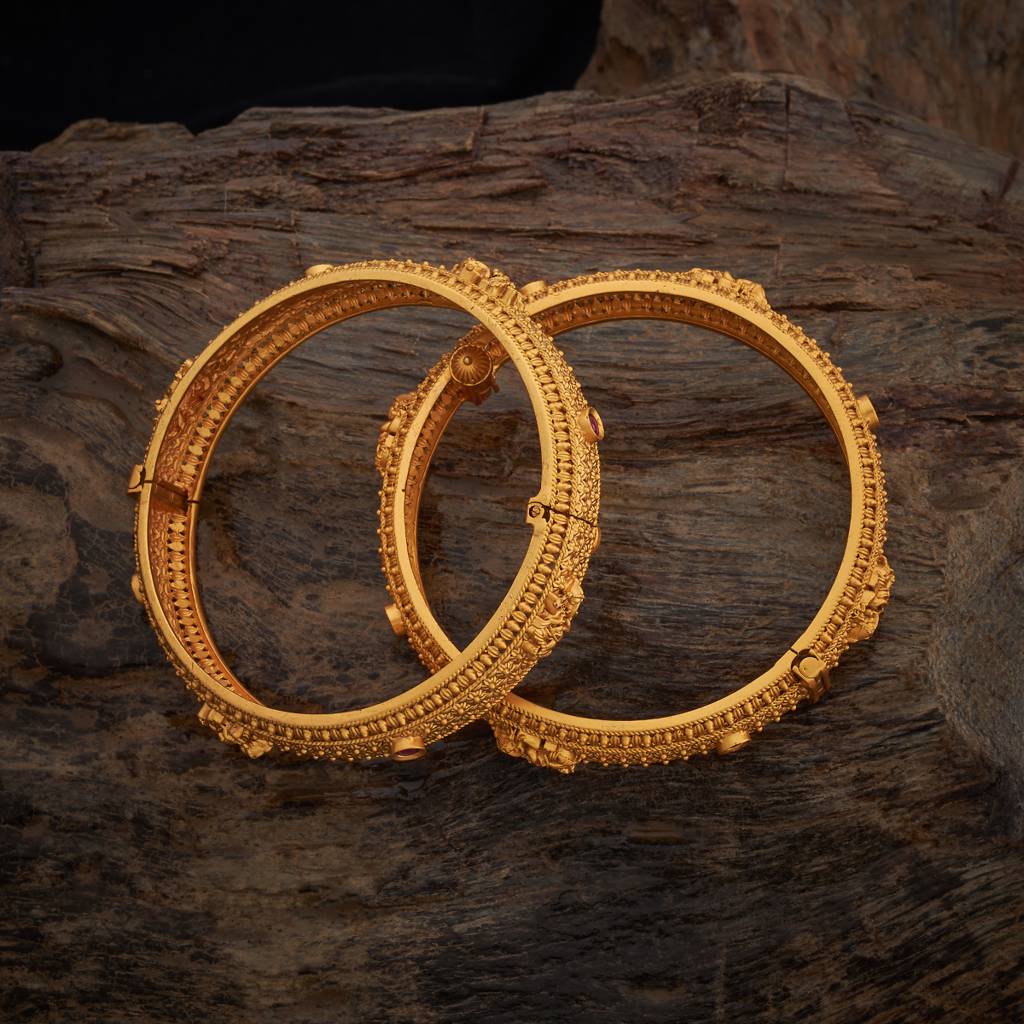 Kushal'S Fashion Jewellery Ruby Gold-Plated Ethnic Antique Bangle-181915 : 434554