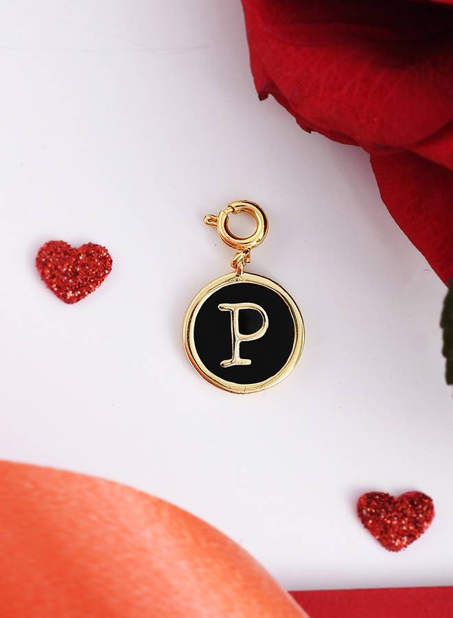 Valentine'S Day Collection Alphabet Black Enamel Charm : 8905124491678