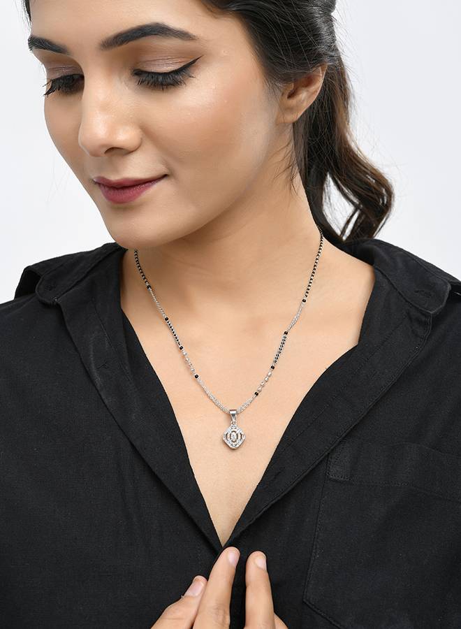 Sparkling Elegance Silver Plated Cz Mangalsutra : 8905124522570