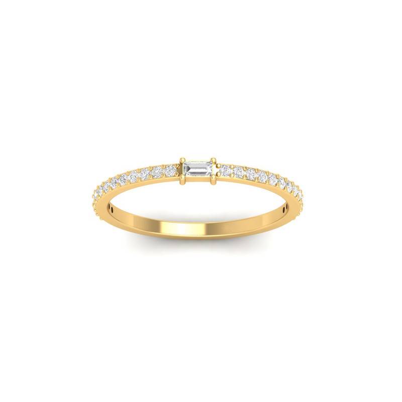14K Gold Plated Moissanite Stackable Eternity Band Ring With Gra