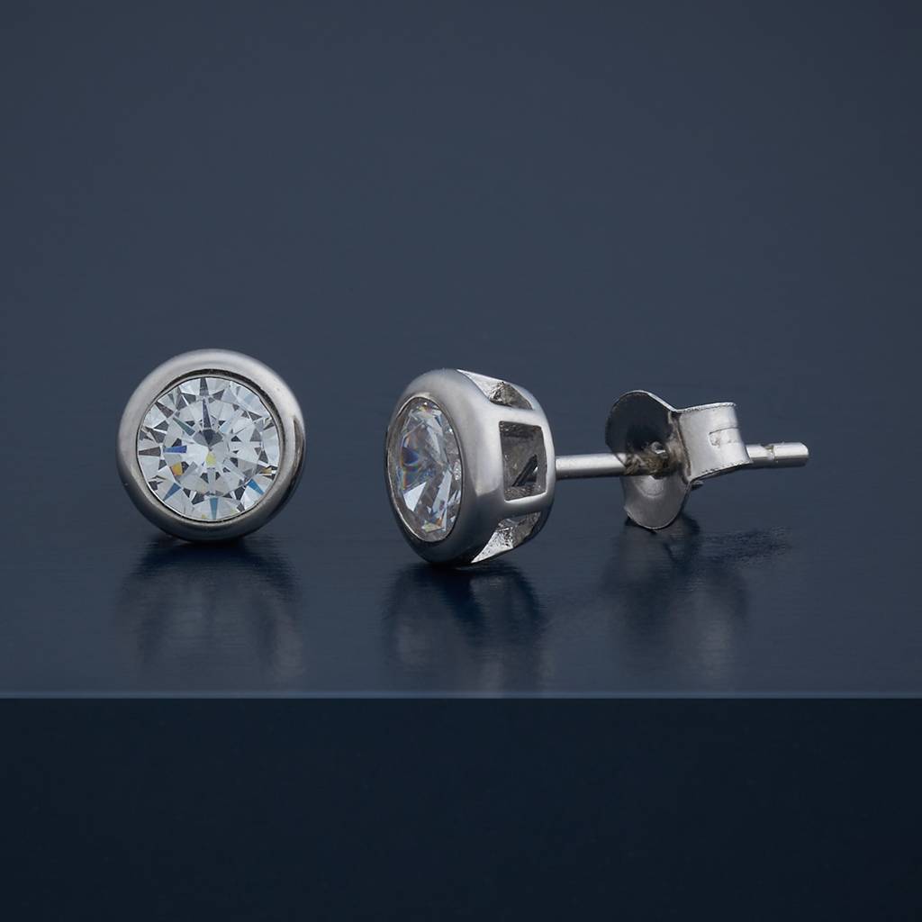 Kushal'S Fashion Jewellery Plated Zircon 92.5 Sterling Silver Studs-183250 : 437828