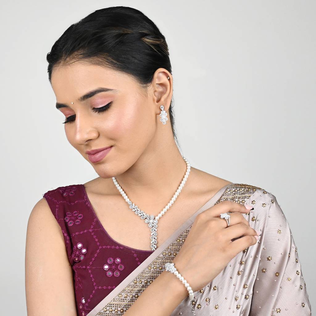 Pearl Petal Jewellery Set : JS6
