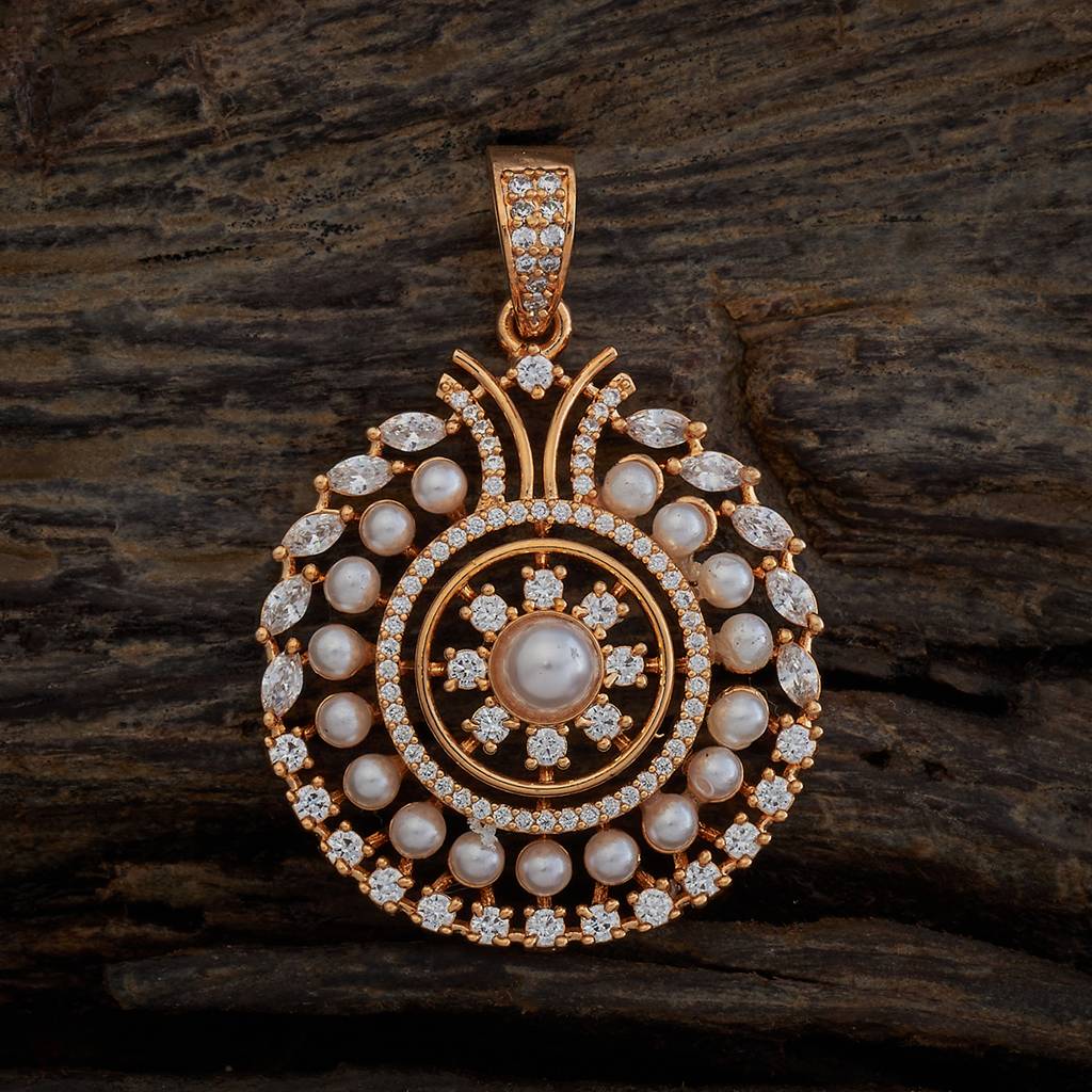 Kushal'S Fashion Jewellery White Gold-Plated Copper Party Zircon Pendant Set-176296 : 422394