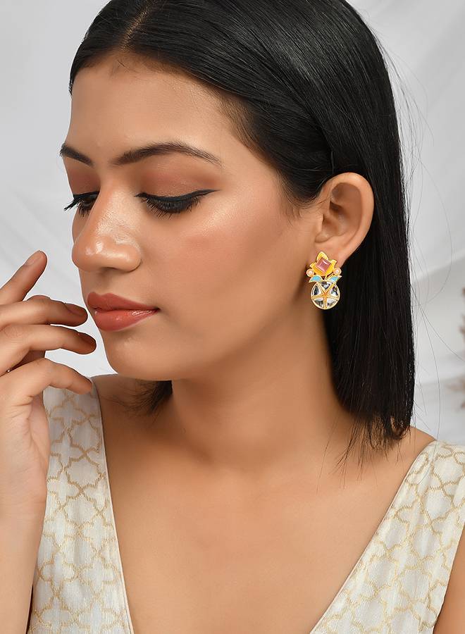 Forever More Floral Pink Stone And Pearl Earrings : 8905124498479