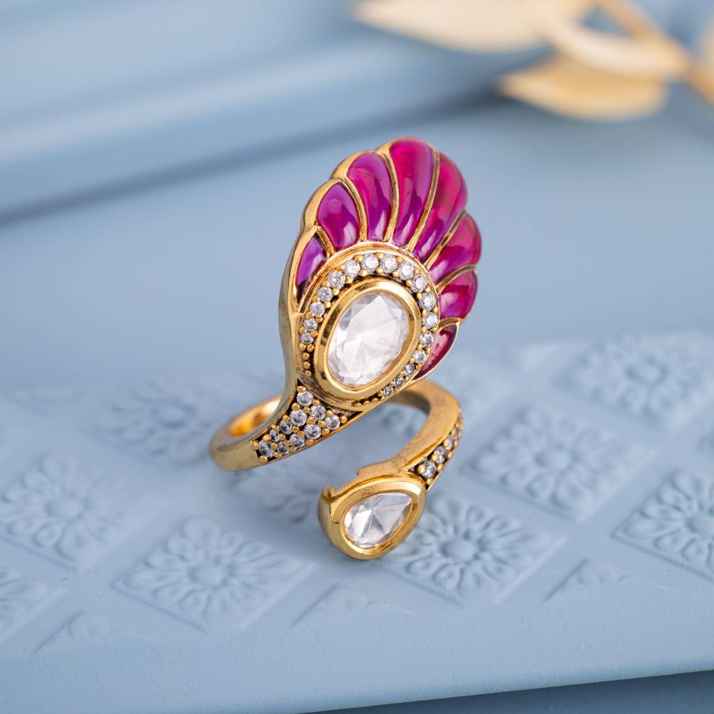 Ethnic Kundan Finger Ring-182234 : 435316