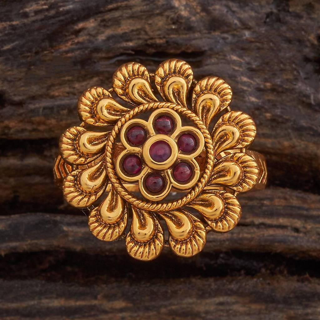 Kushal'S Fashion Jewellery Gold Plated Antique Finger Ring-178642 : 427718