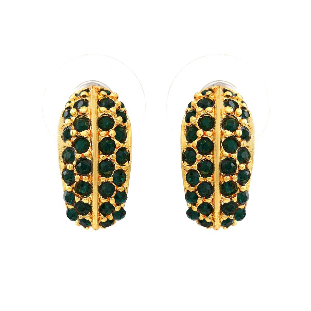 Estele Gold Plated Green Candy Crystal Stud Earrings For Women : 766706GNER