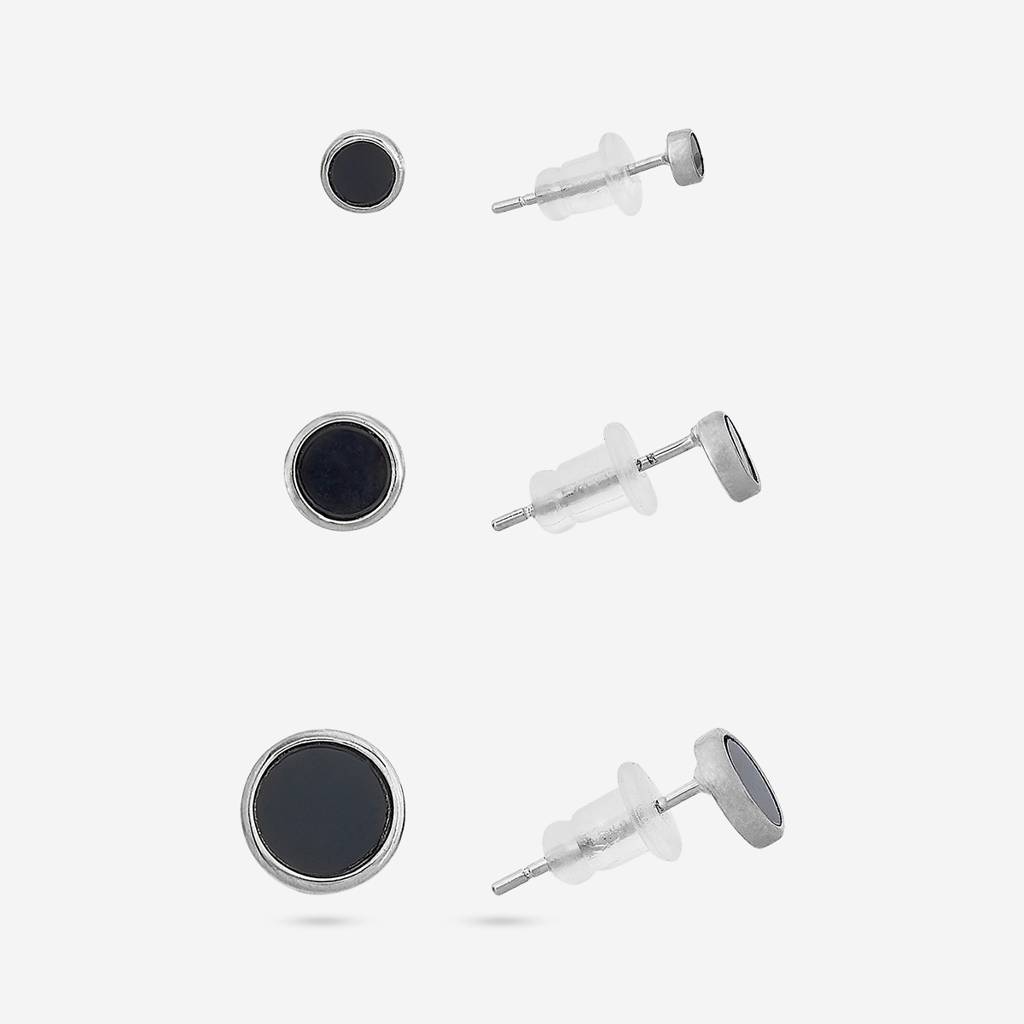 Kushal'S Fashion Jewellery Black Rhodium-Plated Party 92.5 Sterling Silver Studs-448368 : 448368
