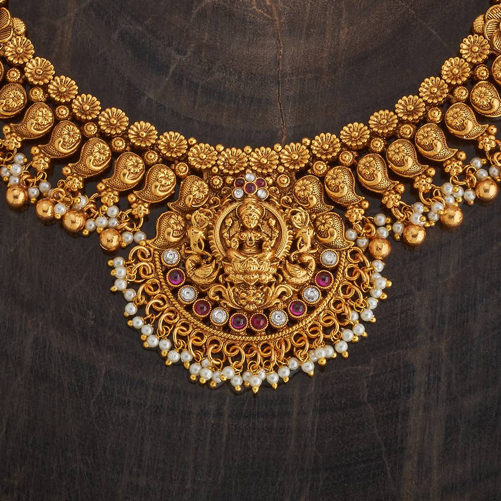 Kushal'S Fashion Jewellery Ruby Gold-Plated Ethnic Antique Jewellery Set -182869 : 436519