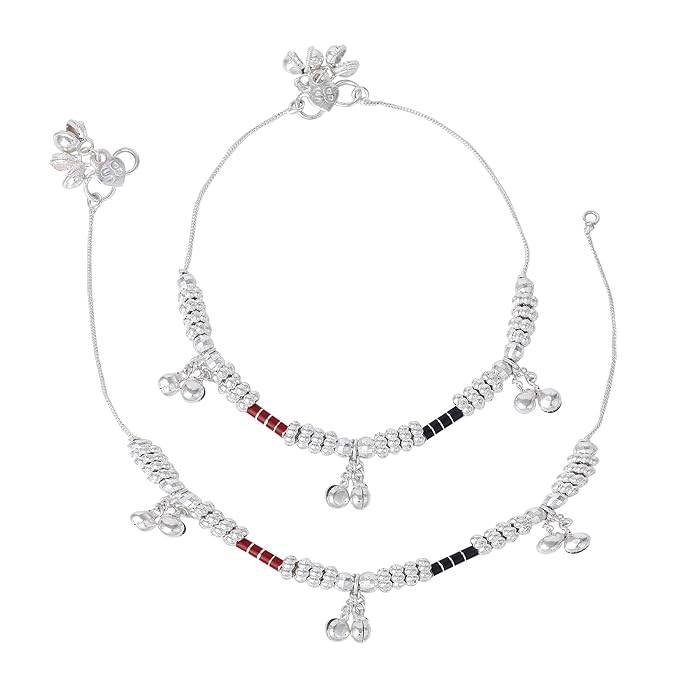 Fashion Jewelry Anklets For Girls & Women: Rhodium Plated Trendy Touch: Fashionable Lightweight Anklets W : OSAK001-IRRDBKANKLET