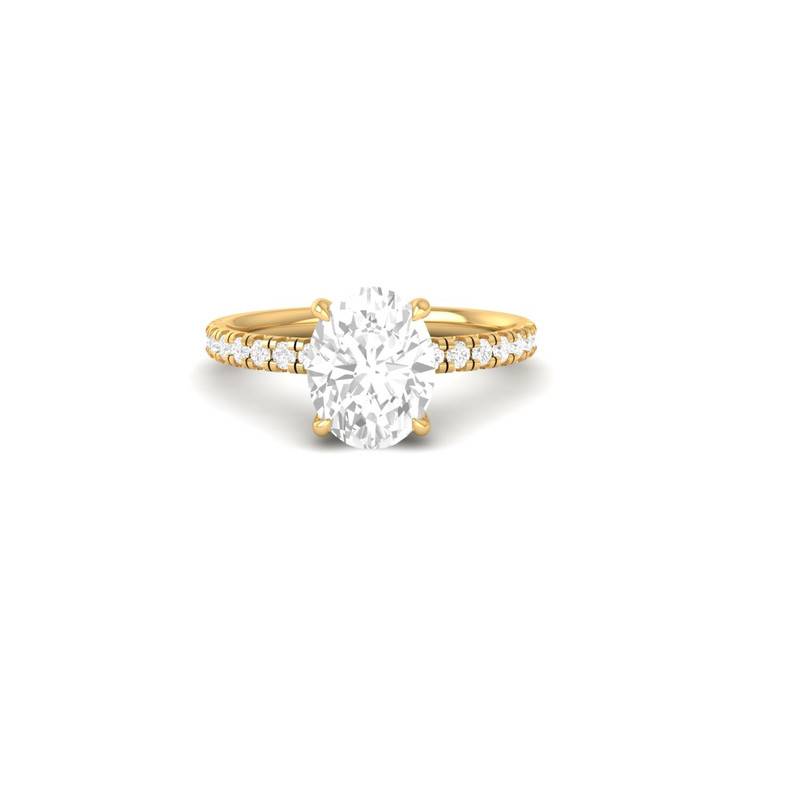 Brilliant Oval Cut Moissanite Ring 14K Gold Plated Sterling Silver : TGDR-633-R-6