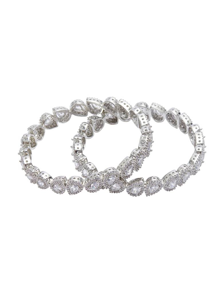 Pear Cut Cluster Setting Zircons Adorned Silver Plated Brass Bracelets : 8905124459944
