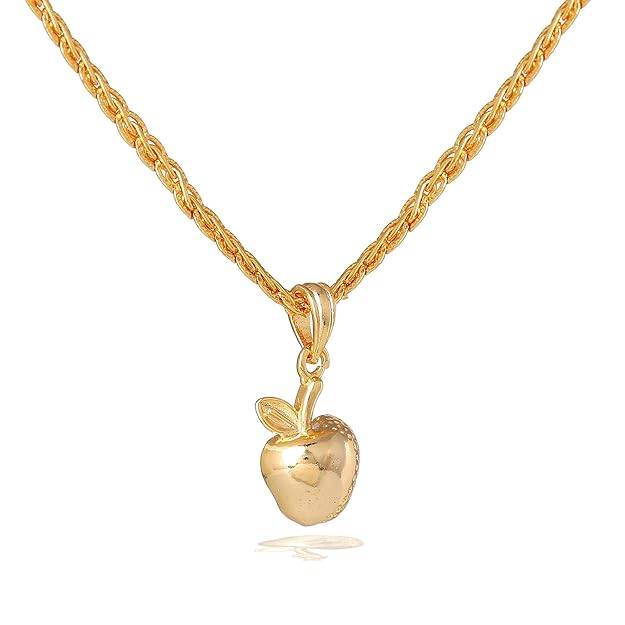 Fashion Jewelry Pendant For Women: Gold Plated Charismatic Lightweight Apple Design Pendant With Chain- I : OSAK014-IGPENDANT