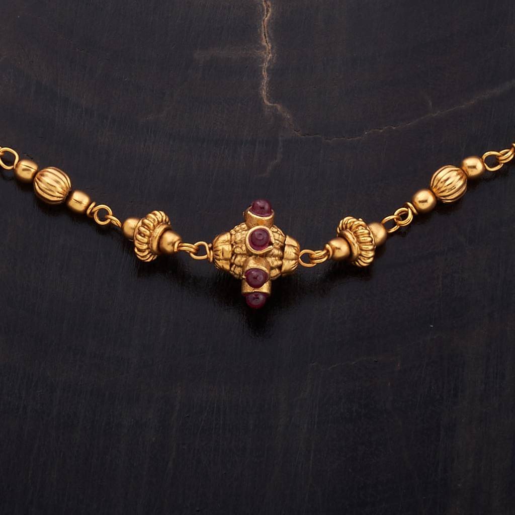 Kushal'S Fashion Jewellery Ruby Gold-Plated Ethnic Antique Chain -406537 : 406537