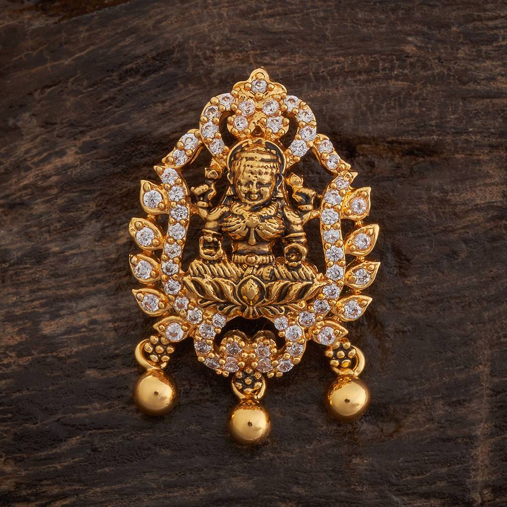 Kushal'S Fashion Jewellery White Oxidised Gold-Plated Ethnic 92.5 Pure Silver Temple Pendants-174096 : 417818