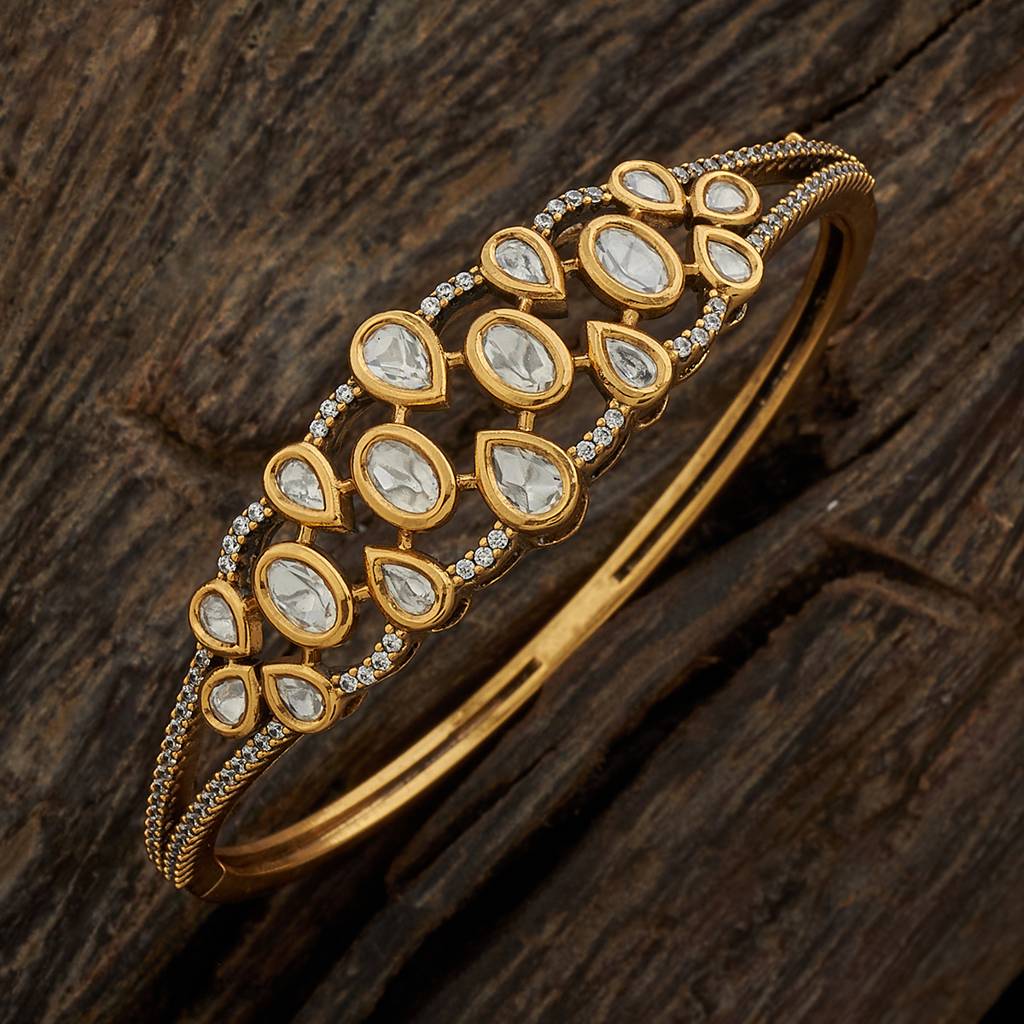 Kushal'S Fashion Jewellery White Victorian-Plated Ethnic Kundan Kada-154313 : 416989