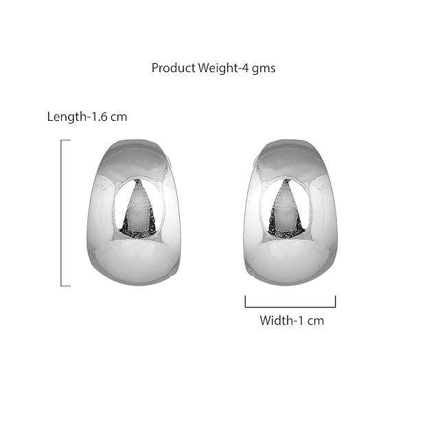 Estele Rhodium Plated Latest Stylish Metallic Hoop Earrings For Women & Girls : 800704-IRER