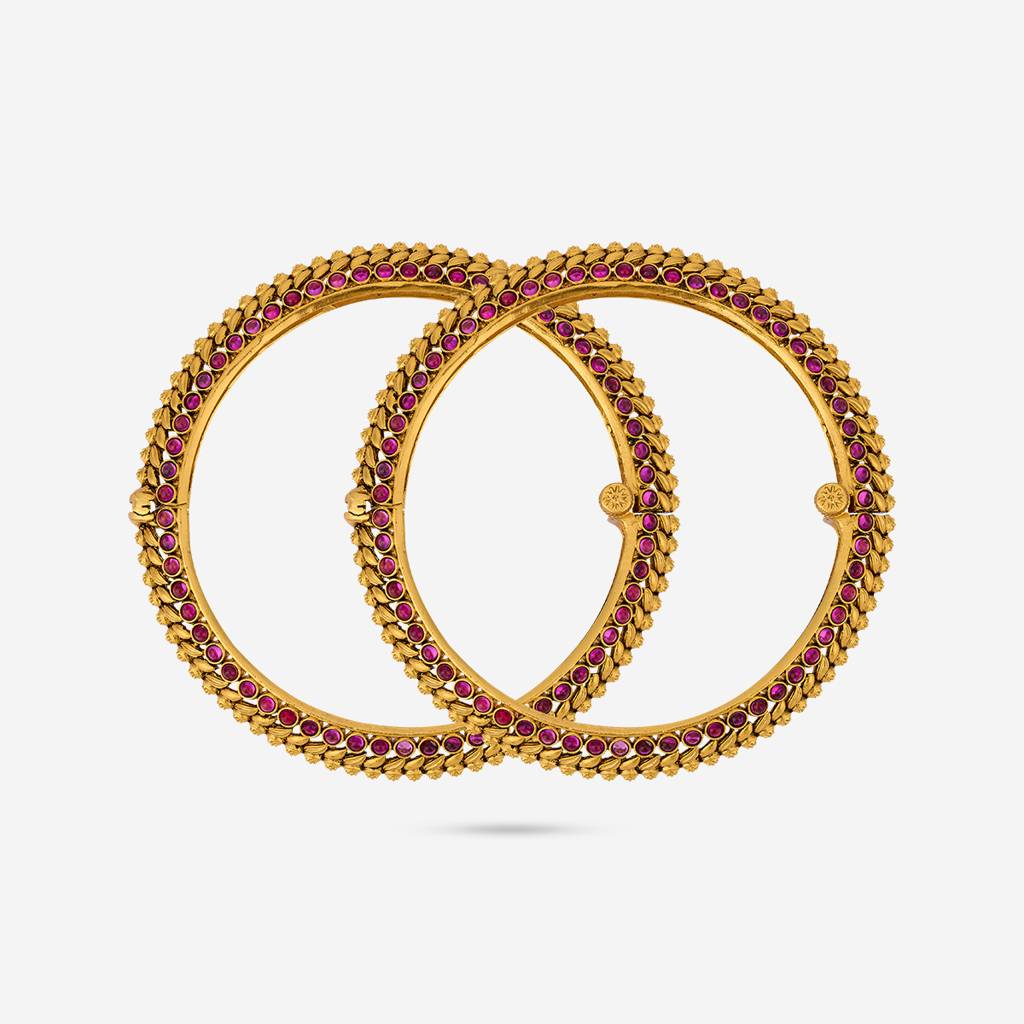 Ruby Gold-Plated Ethnic Antique Bangle-188701 : 448746