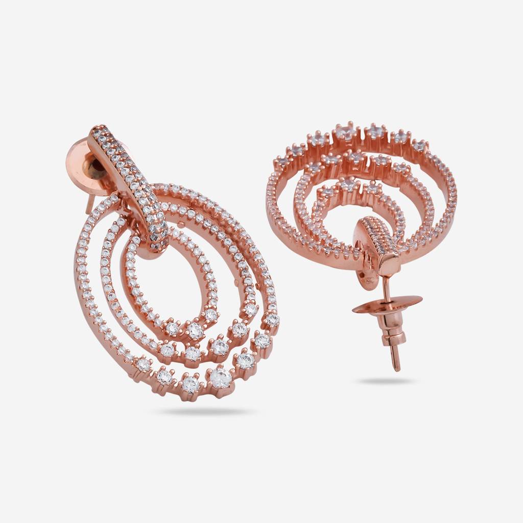 White Rose Gold-Plated Party Zircon Drops-400475 : 400475