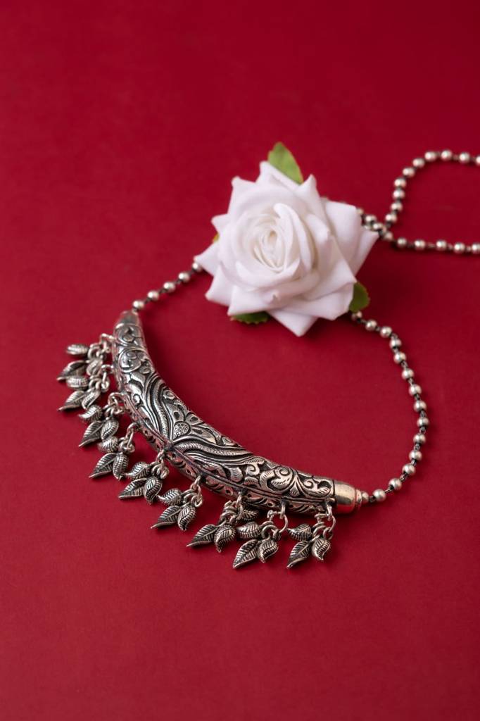 Tattva Leaf Droplets Chitai Ball Two Way Necklace : SN1126