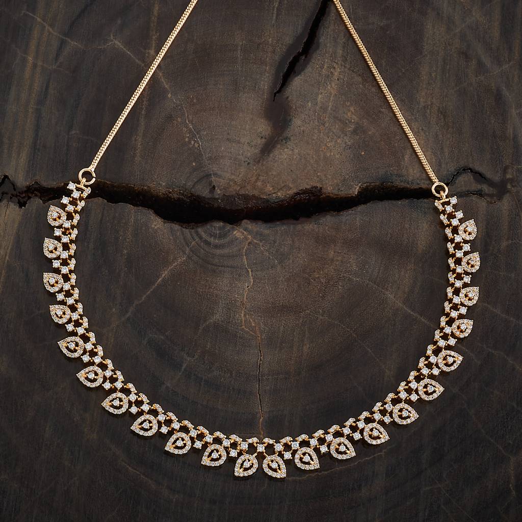 Kushal'S Fashion Jewellery White Gold-Plated Party Zircon Necklace-182748 : 436313