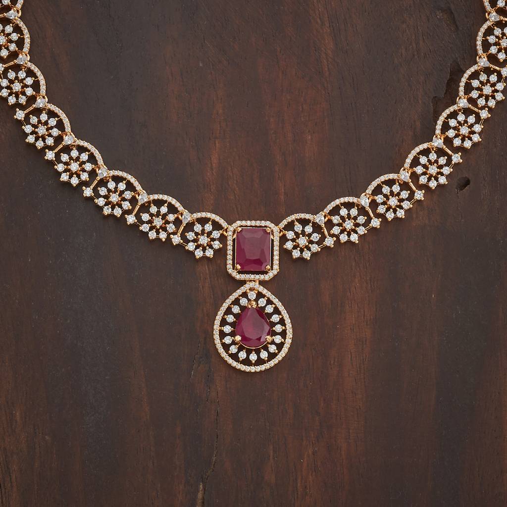 Kushal'S Fashion Jewellery Ruby Gold-Plated Party Zircon Long Necklace-436454 : 436454