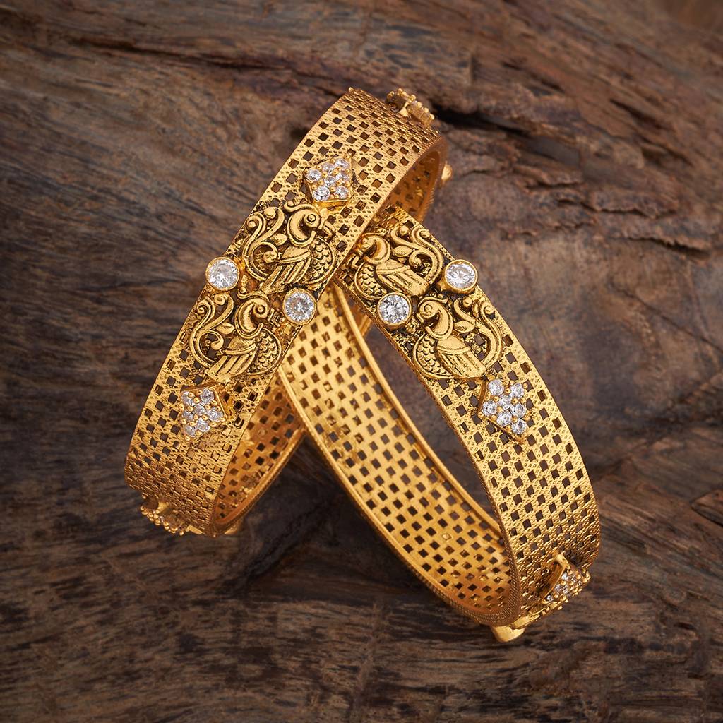 Kushal'S Fashion Jewellery Gold-Plated Handcrafted Set Of 2 Bangles-177372 : 425487